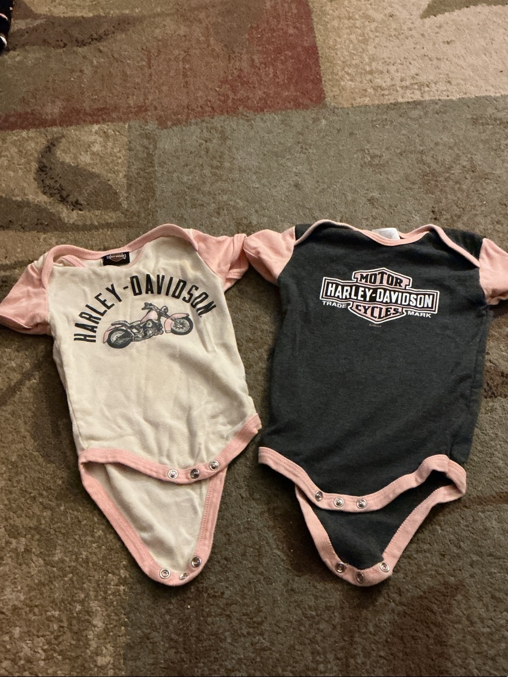 Harley-Davidson Baby One-Piece Onsie in Pink, White & Dark Gray - 2 Pack